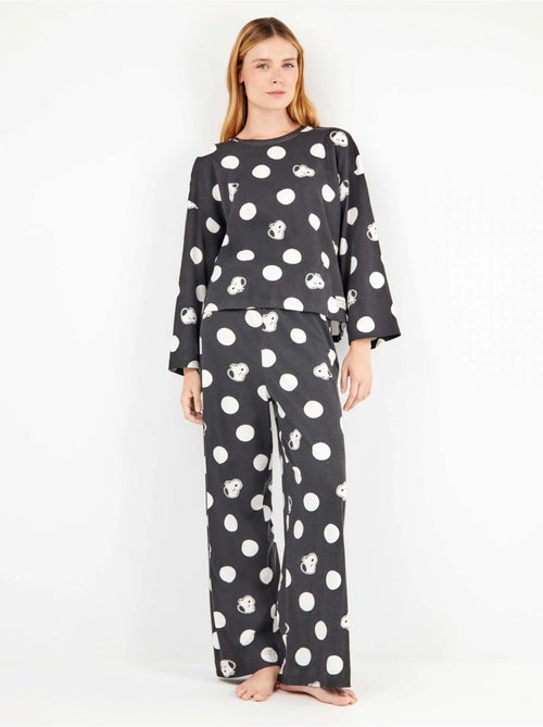 Pijama largo snoopy con maxilunares en tejido de algodón - Kiabi