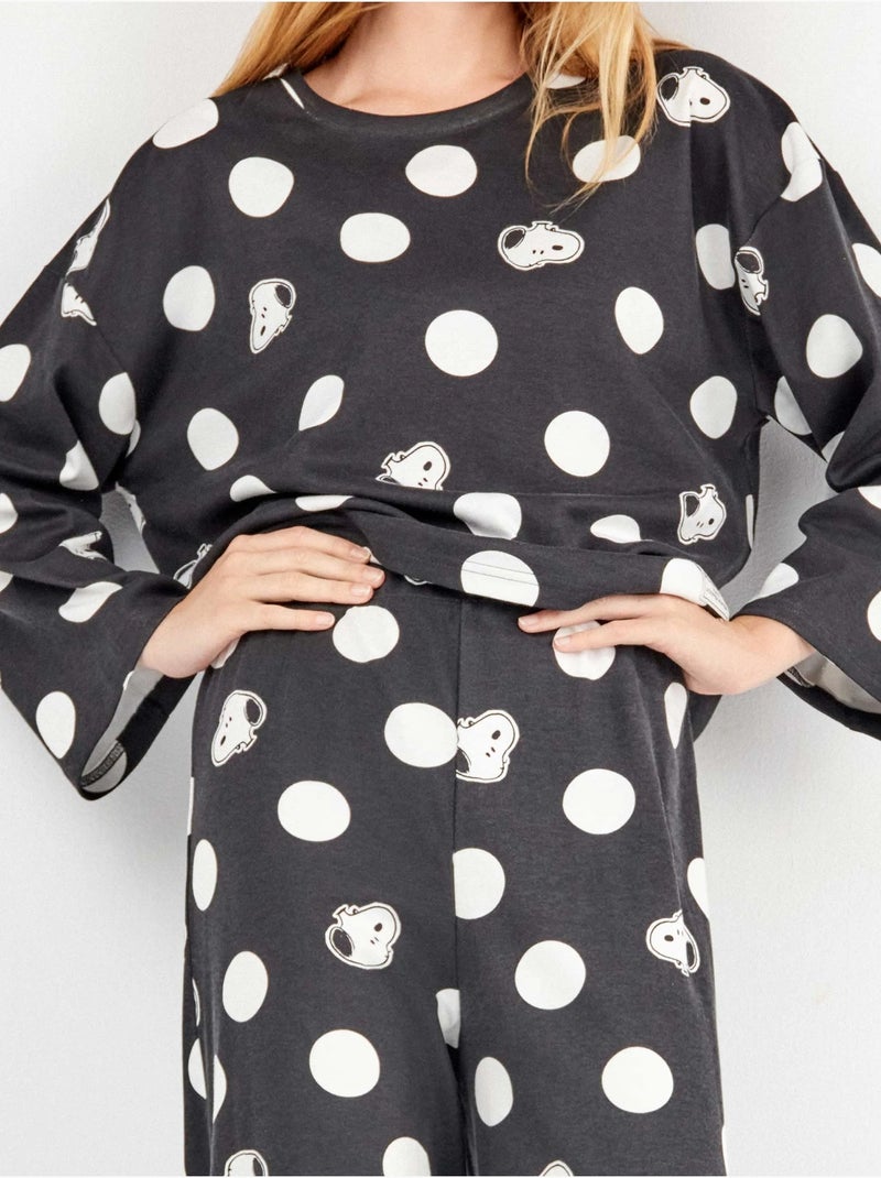Pijama largo snoopy con maxilunares en tejido de algodón Multicolor - Kiabi