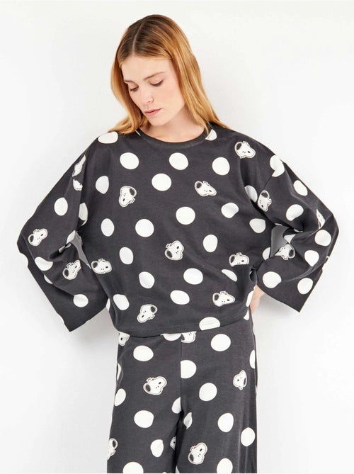 Pijama largo snoopy con maxilunares en tejido de algodón - Kiabi