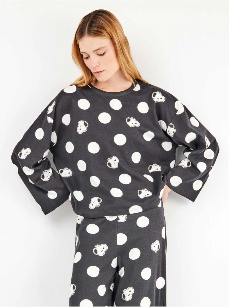 Pijama largo snoopy con maxilunares en tejido de algodón Multicolor - Kiabi