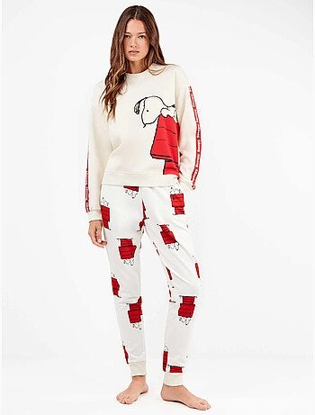 Pijama largo snoopy de felpa elástica con interior suave