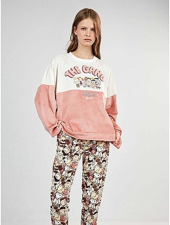 Pijama largo snoopy en tejido polar elástico