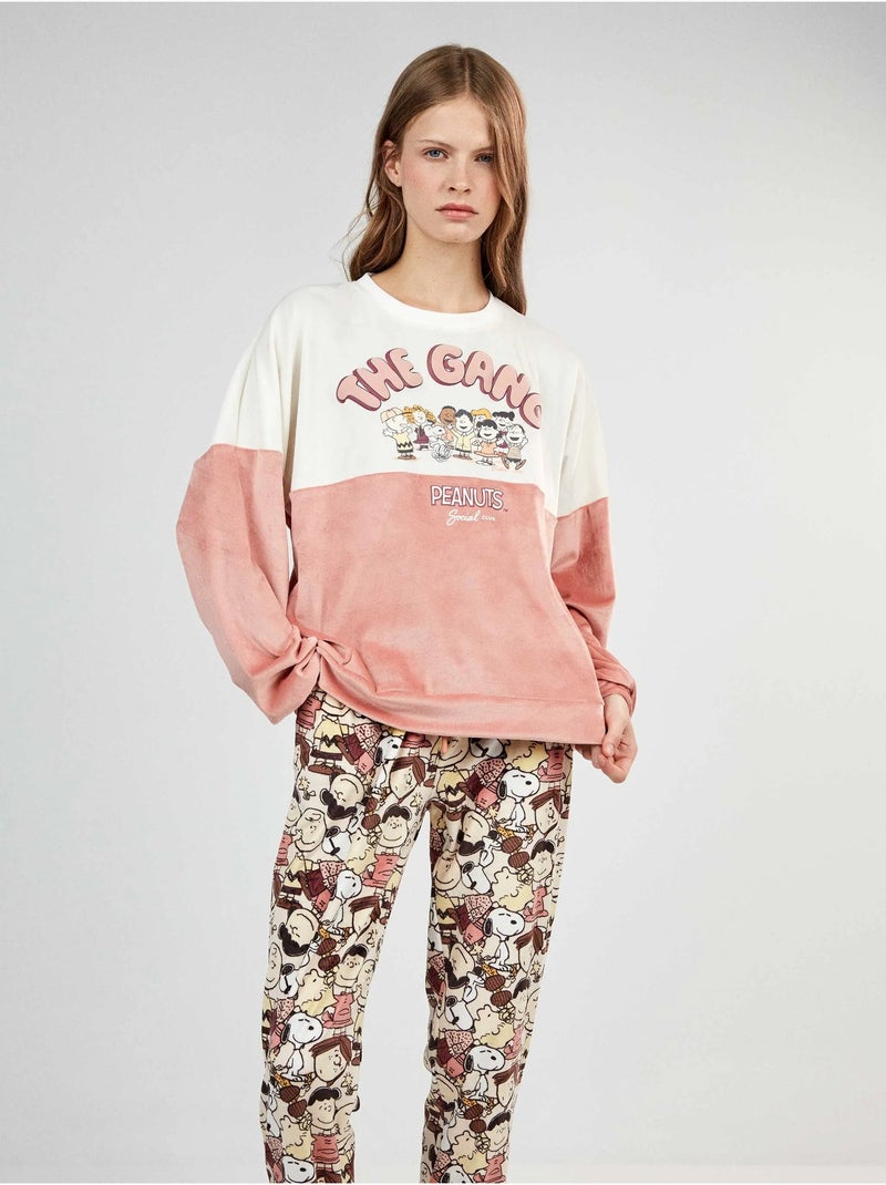 Pijama largo snoopy en tejido polar elástico Crudo - Kiabi