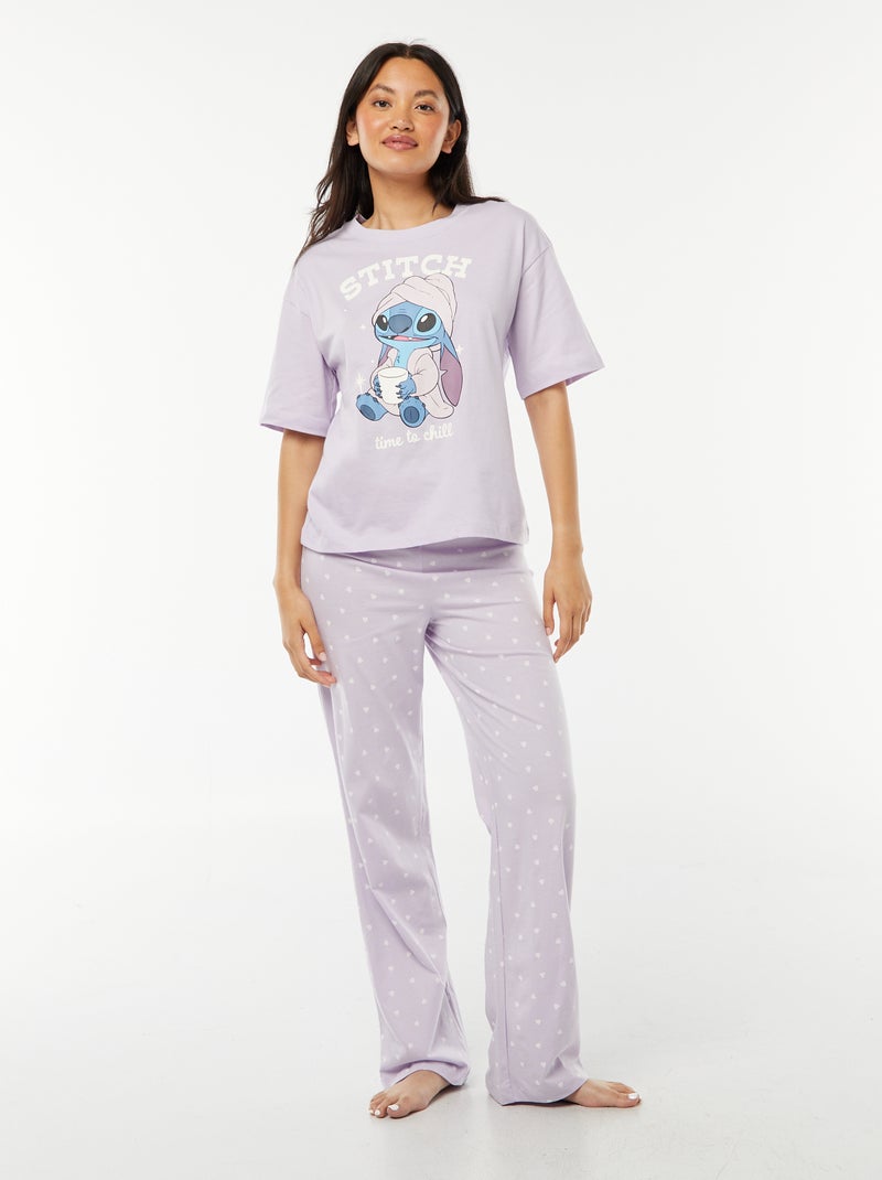 Pijama largo 'Stitch' - 2 piezas Purpura - Kiabi