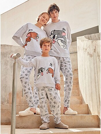 Pijama largo tom and jerry family time en punto de algodón