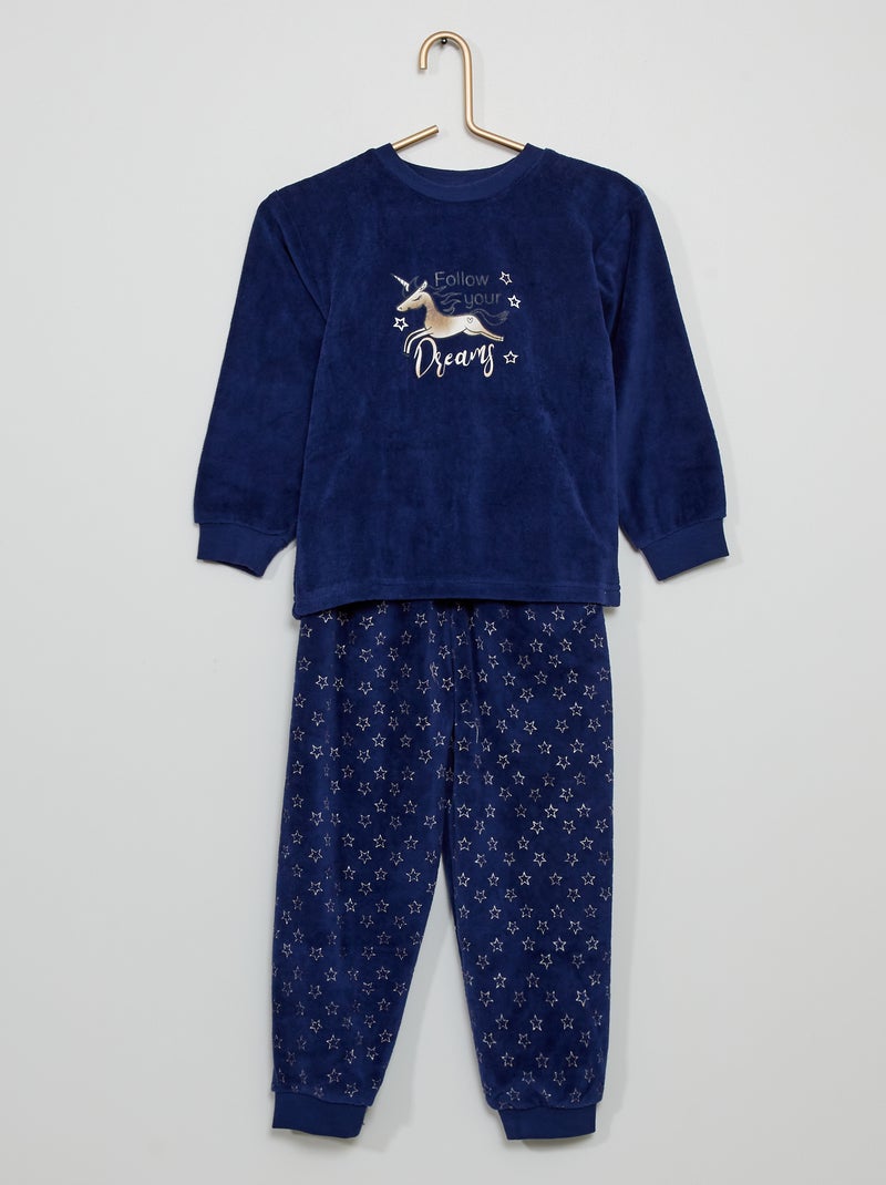 Pijama largo 'unicornio' azul marino - Kiabi