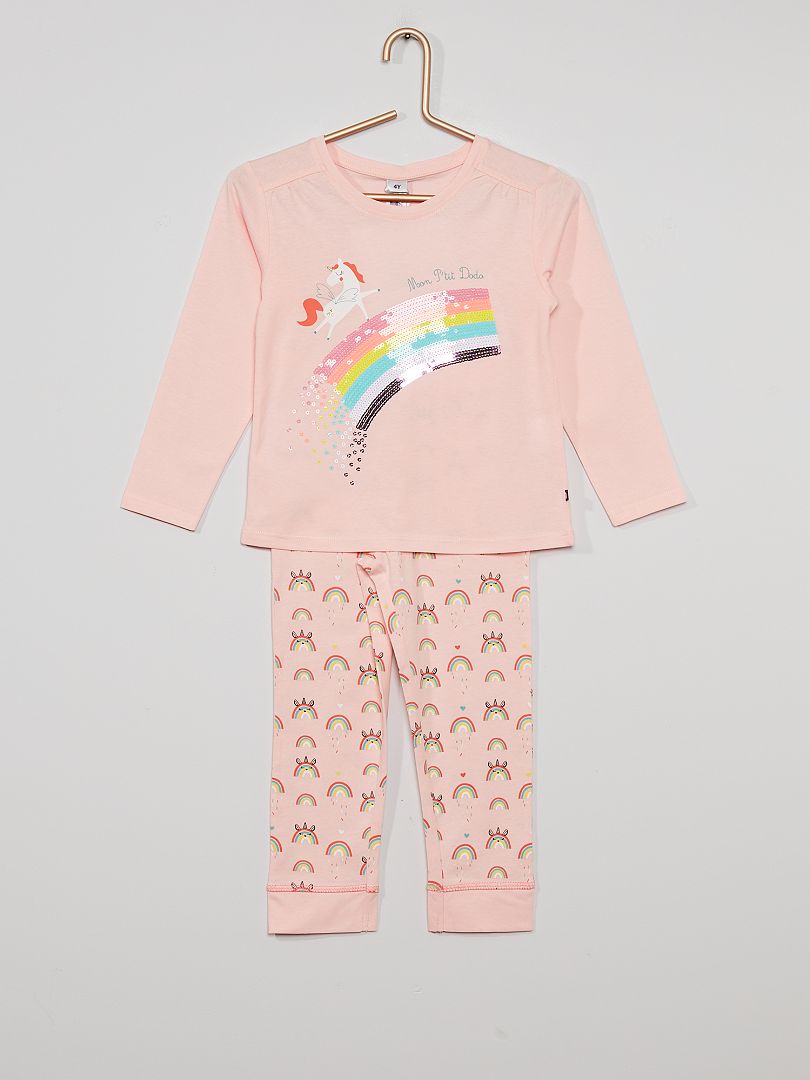 Pijama largo 'unicornio' con lentejuelas rosa - Kiabi