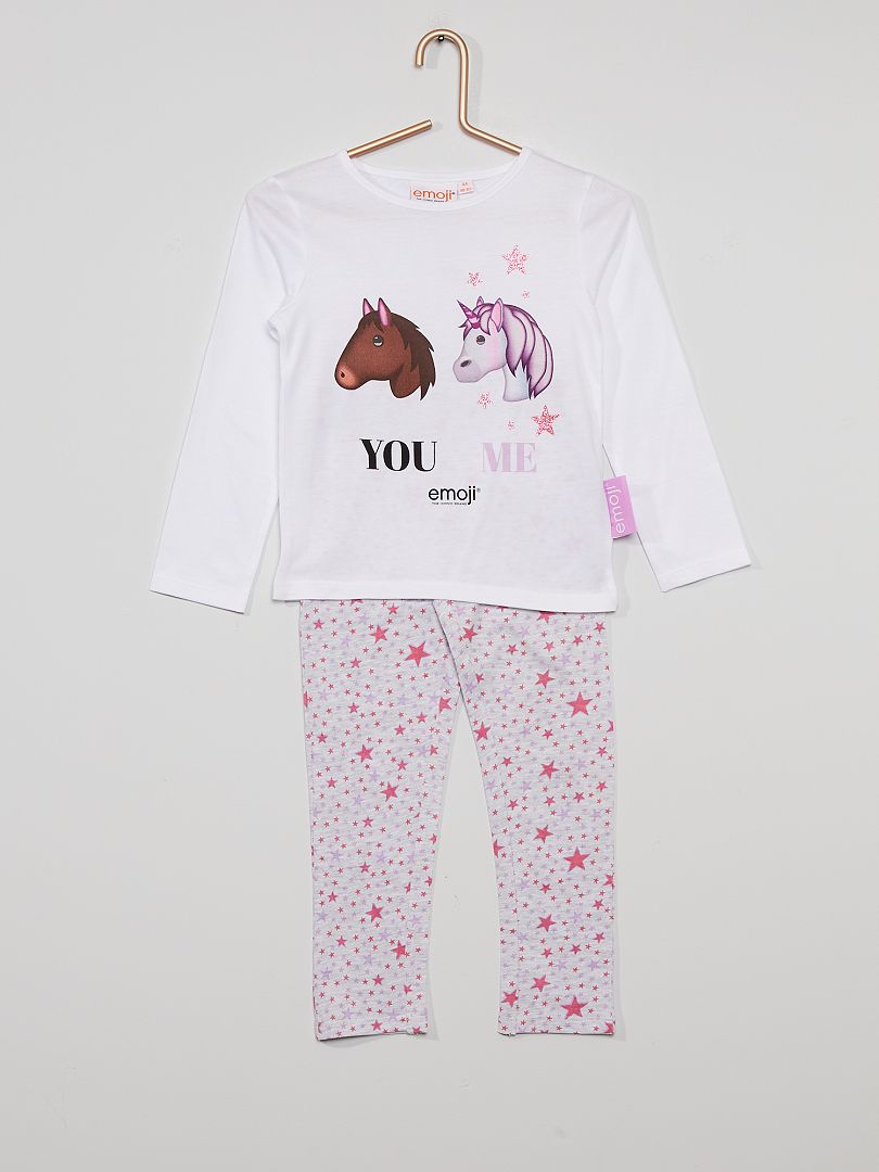 Pijama largo 'unicornio y estrellas' Blanco - Kiabi