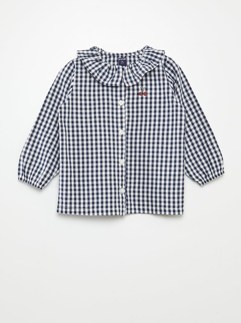 Pijama largo vichy - 2 piezas AZUL - Kiabi