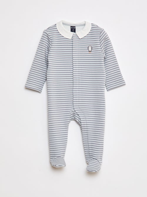 Pijama largo y abrigado con cuello bebé - Kiabi