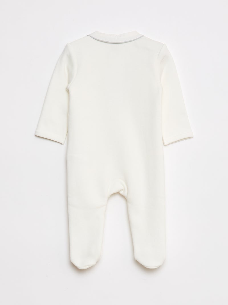 Pijama largo y abrigado con cuello bebé Blanco - Kiabi