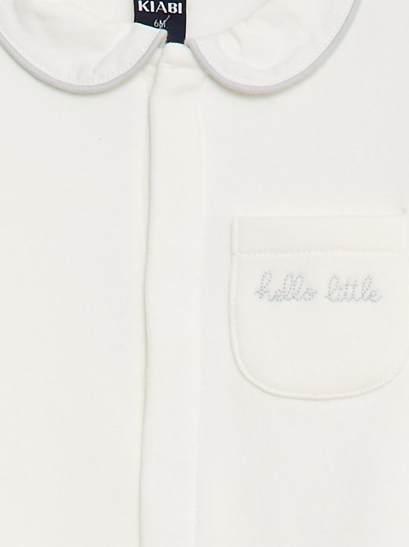 Pijama largo y abrigado con cuello bebé Blanco - Kiabi