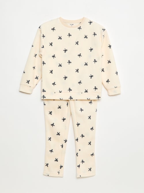 Pijama largo y cálido con estampado - Kiabi