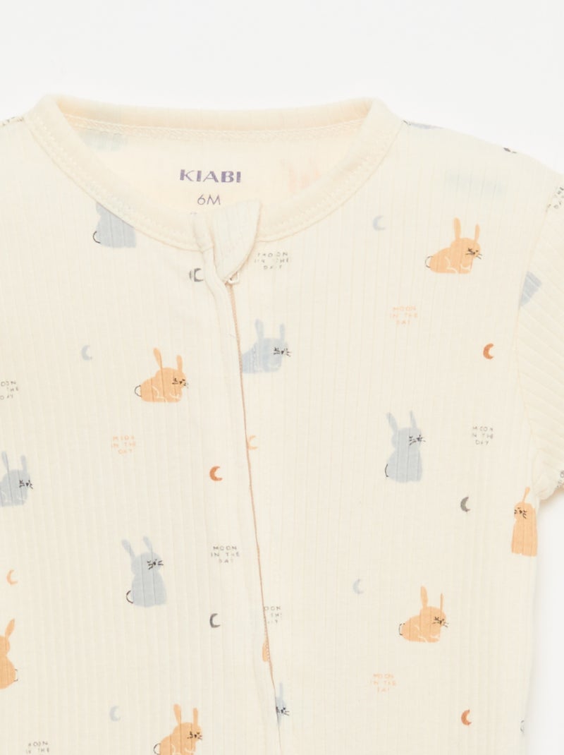 Pijama ligero con cremallera Blanco - Kiabi