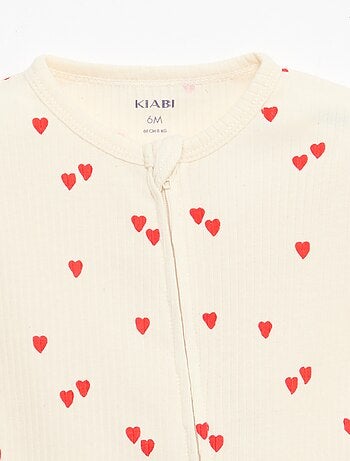 Pijama entero ligero con cremallera y estampado total de manga corta