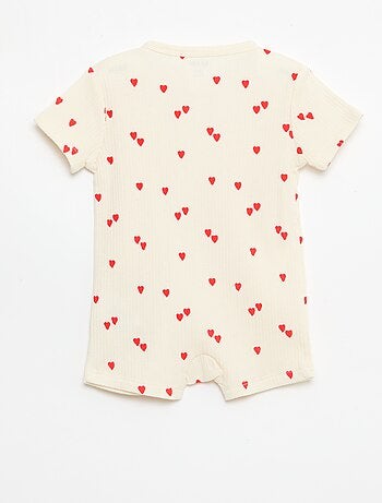 Pijama entero ligero con cremallera y estampado total de manga corta