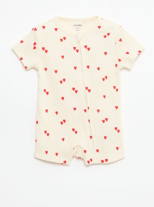 Pijama ligero con cremallera y estampado integral de manga corta - Kiabi