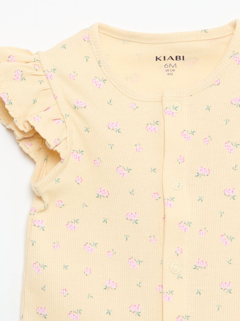 Pijama ligero corto con volantes en algodón Beige - Kiabi