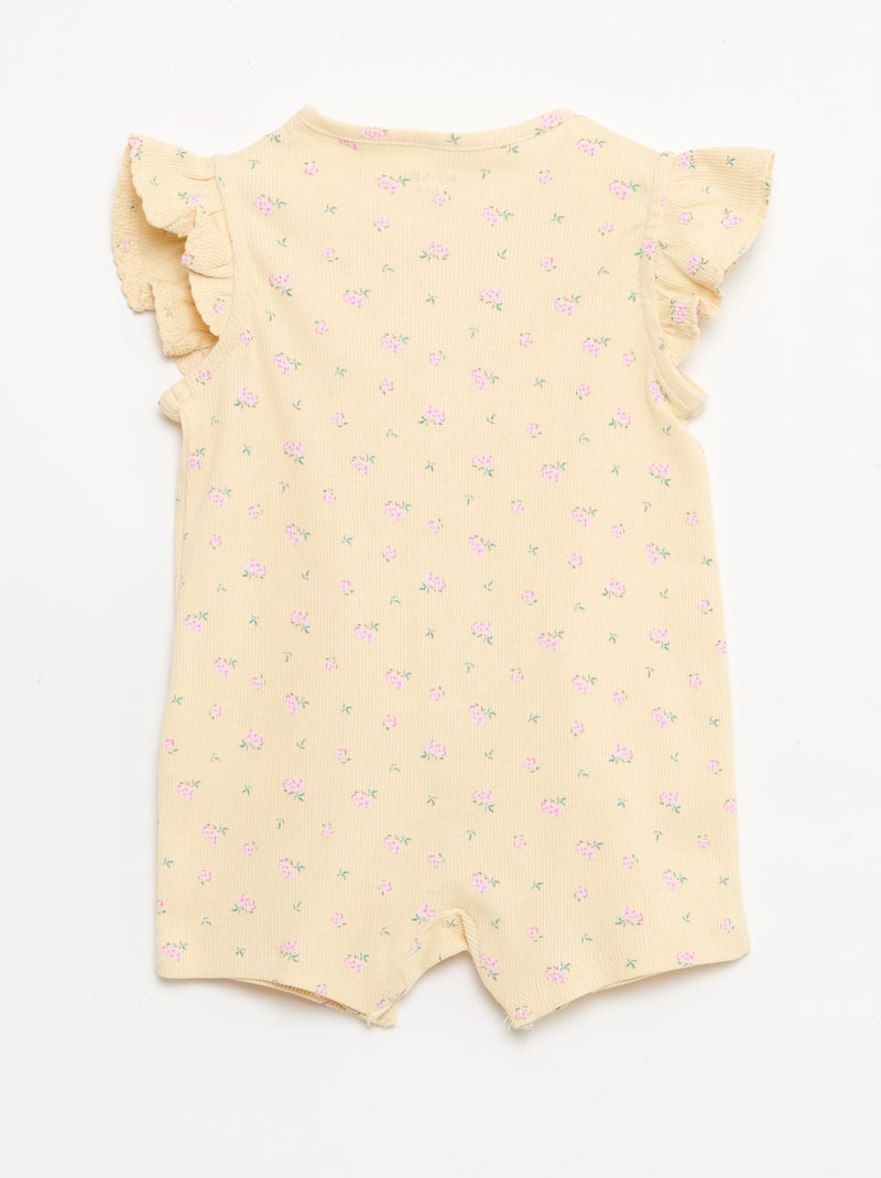 Pijama ligero corto con volantes en algodón Beige - Kiabi