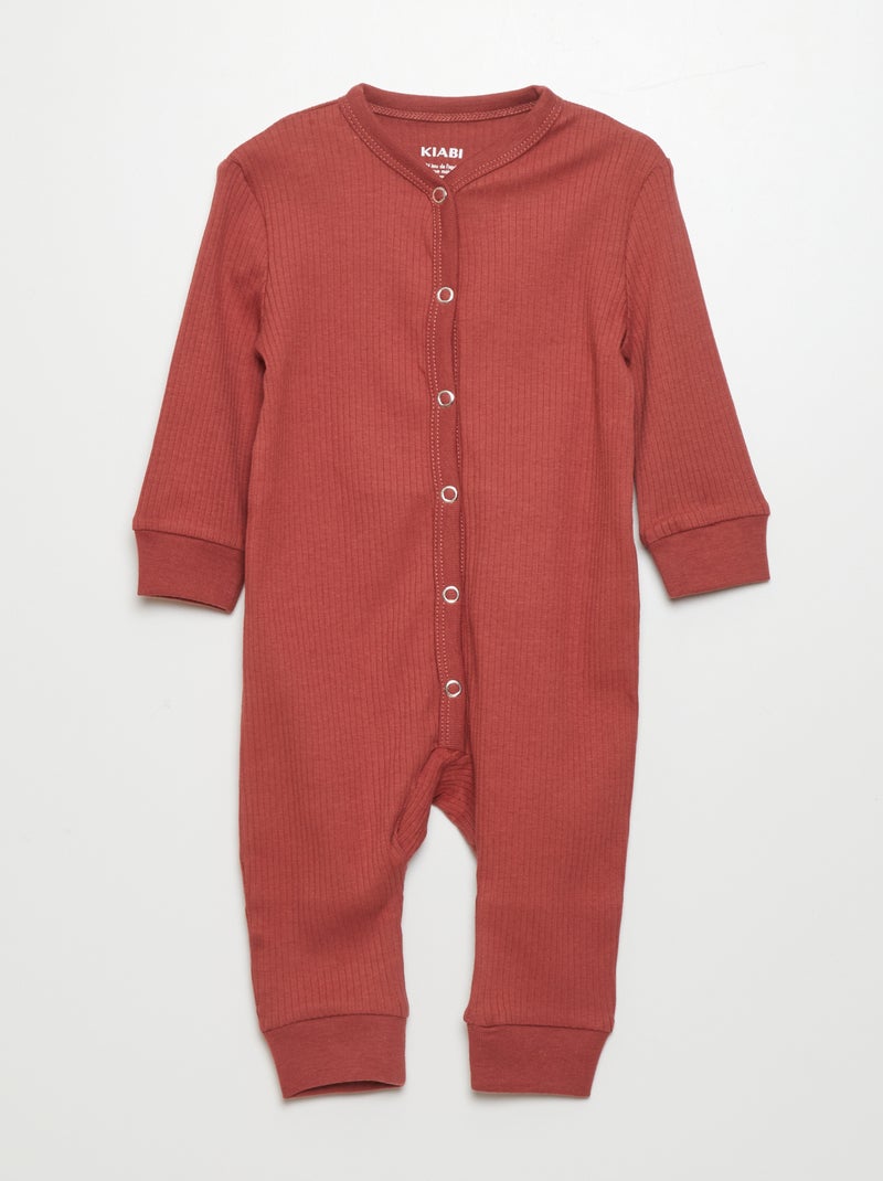 Pijama ligero de canalé ROJO - Kiabi