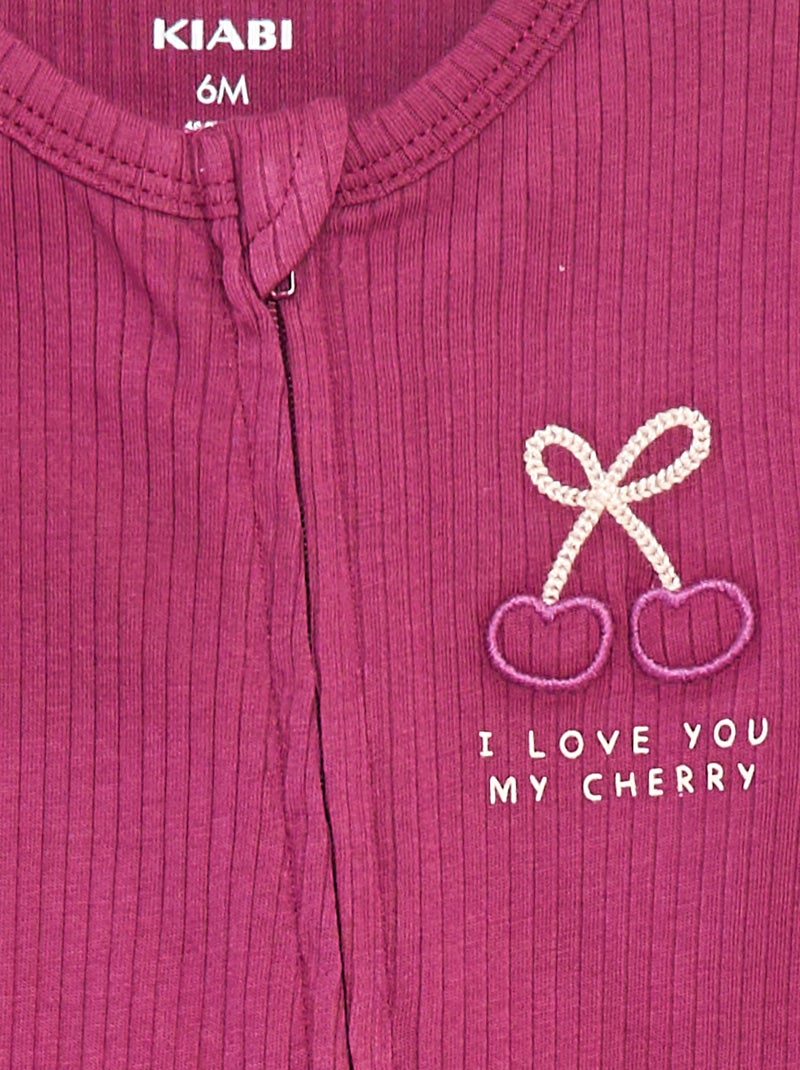 Pijama ligero de manga corta con cremallera Rosa - Kiabi