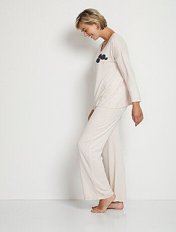 Pijama liso de manga larga de punto suave - Afibel