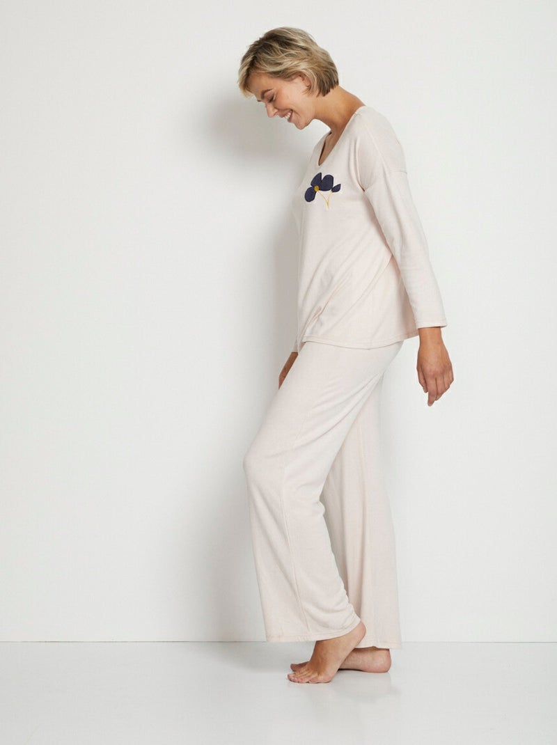 Pijama liso de manga larga de punto suave - Afibel N/D - Kiabi