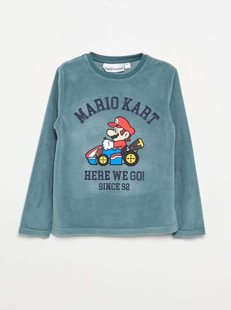 Pijama 'Mario Kart' 2 piezas - Camiseta de manga larga + pantalón Azul - Kiabi