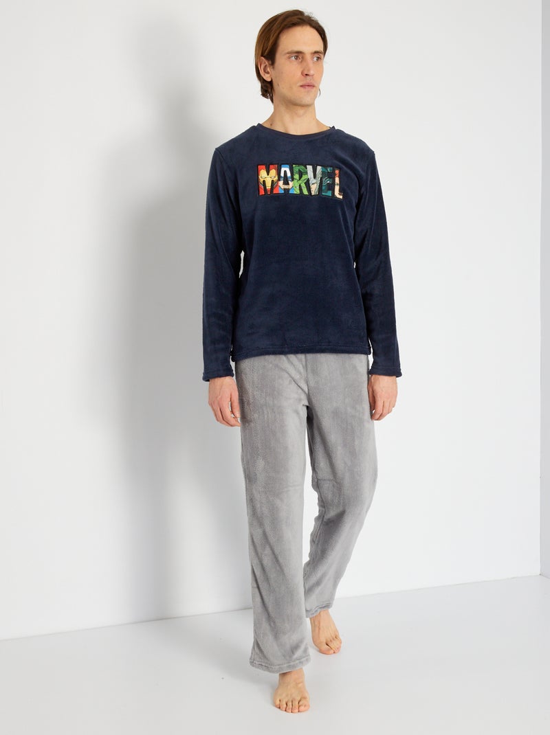 Pijama 'Marvel' de punto polar - 2 piezas azul marino - Kiabi