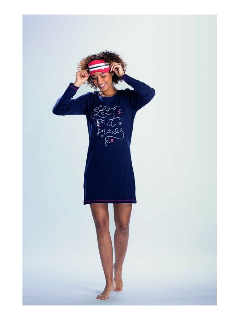 Pijama mujer algodón MELISSA BROWN Azul marino - Kiabi