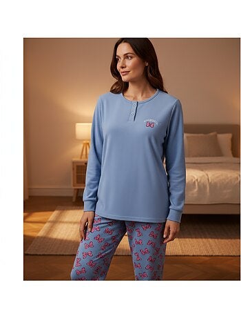 Pijama mujer algodón polar bordado lurex ozabi