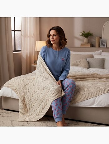 Pijama mujer algodón polar bordado lurex ozabi