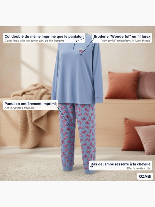 Pijama mujer algodón polar bordado lurex ozabi - Kiabi Pijama mujer algodón polar bordado lurex ozabi - Kiabi