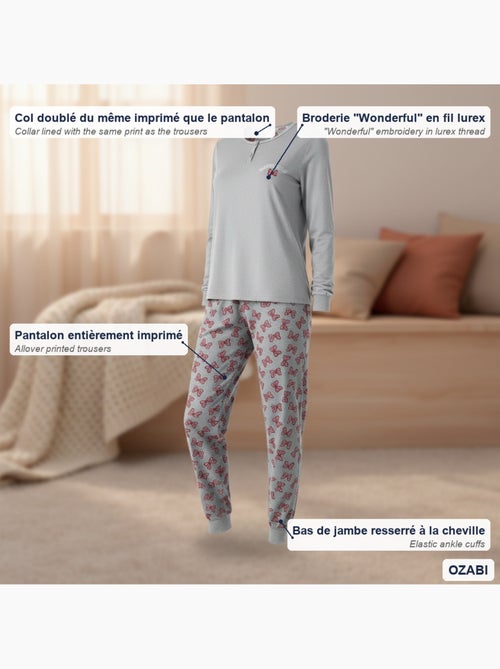 Pijama mujer algodón polar bordado lurex ozabi - Kiabi Pijama mujer algodón polar bordado lurex ozabi - Kiabi