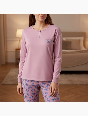 Pijama mujer algodón polar bordado lurex ozabi
