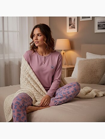 Pijama mujer algodón polar bordado lurex ozabi