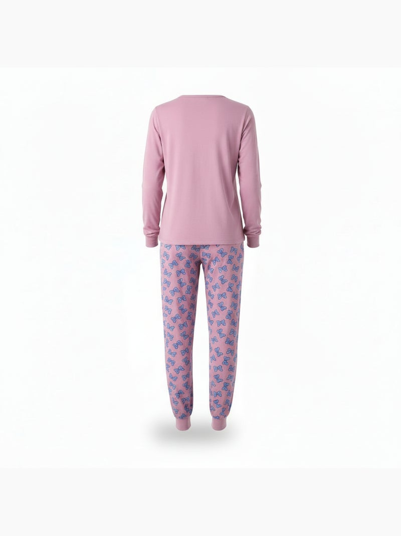 Pijama mujer algodón polar bordado lurex ozabi Rosa - Kiabi