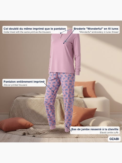 Pijama mujer algodón polar bordado lurex ozabi - Kiabi Pijama mujer algodón polar bordado lurex ozabi - Kiabi