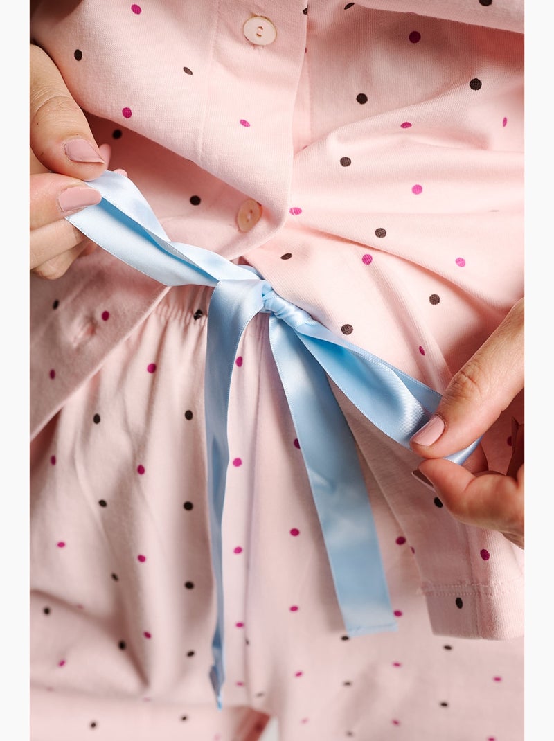 Pijama mujer camisero algodón lunares | muydemi Rosa - Kiabi