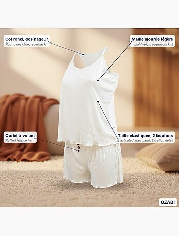 Pijama Mujer INFINITIF PARIS Conjunto Camiseta y Pantalón Corto Punto