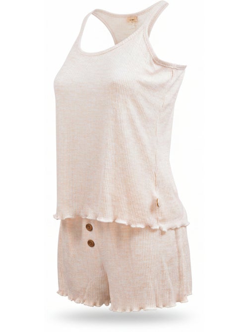 Pijama Mujer INFINITIF PARIS Conjunto Camiseta y Pantalón Corto Punto - Kiabi Pijama Mujer INFINITIF PARIS Conjunto Camiseta y Pantalón Corto Punto - Kiabi