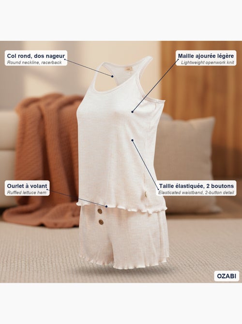 Pijama Mujer INFINITIF PARIS Conjunto Camiseta y Pantalón Corto Punto - Kiabi Pijama Mujer INFINITIF PARIS Conjunto Camiseta y Pantalón Corto Punto - Kiabi
