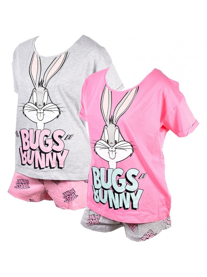 Pijama Mujer LOONEY TUNES Rosa Negro Blanco Gris - Kiabi