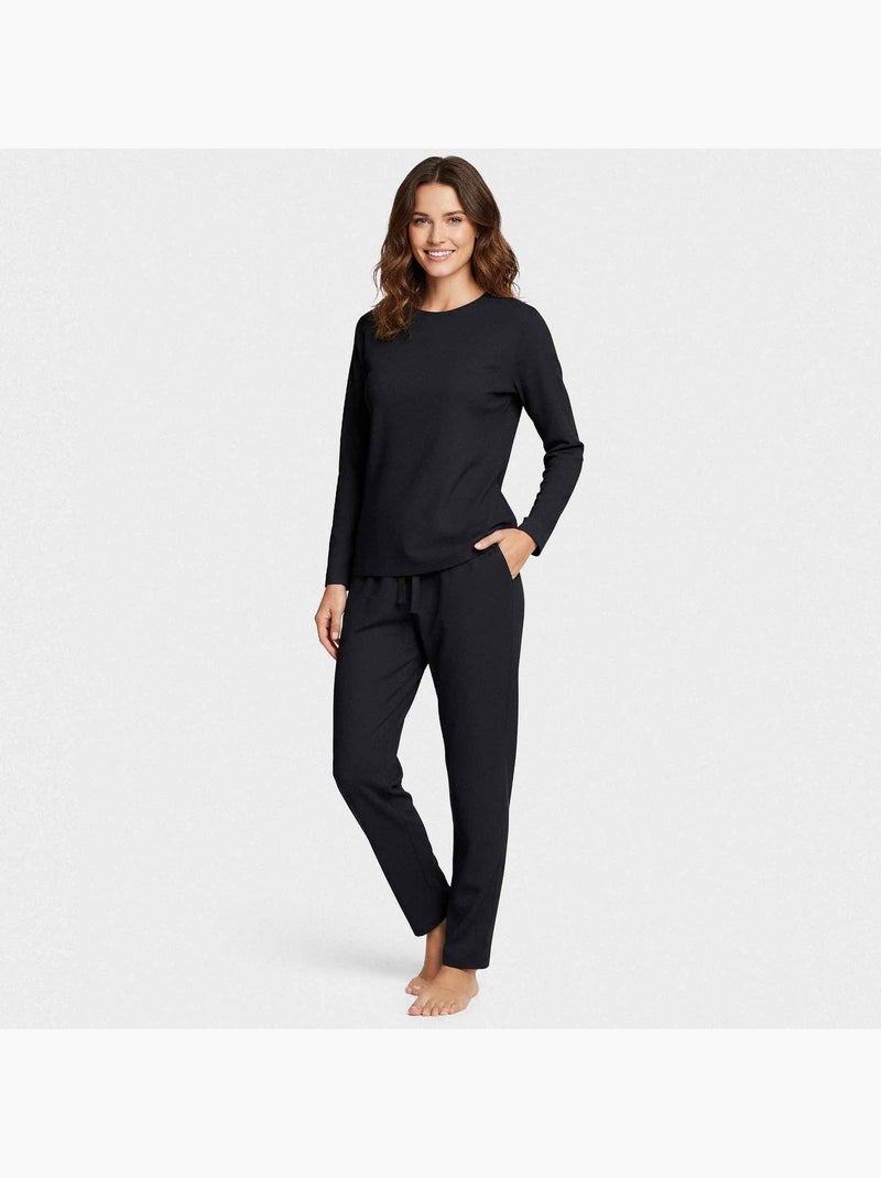 Pijama mujer manga larga lyocell | Impetus Azul marino - Kiabi