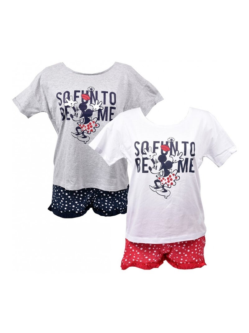 Pijama Mujer MINNIE en Algodón - Pack de 2 Gris blanco - Kiabi