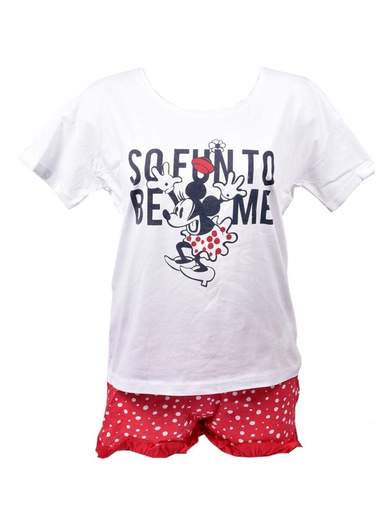 Pijama Mujer MINNIE en Algodón - Pack de 2 Gris blanco - Kiabi