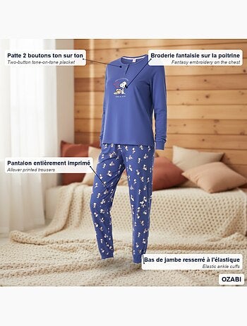 Pijama mujer ozabi ligero bordado estampado
