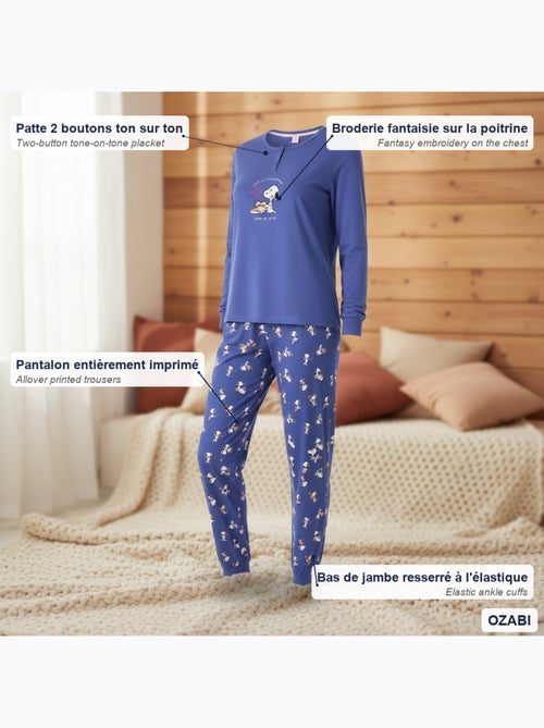 Pijama mujer ozabi ligero bordado estampado - Kiabi Pijama mujer ozabi ligero bordado estampado - Kiabi