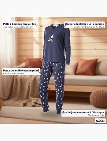Pijama mujer ozabi ligero bordado estampado