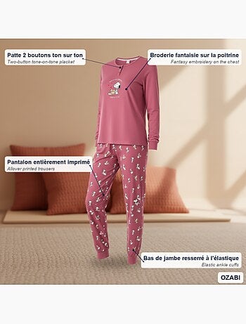 Pijama mujer ozabi ligero bordado estampado
